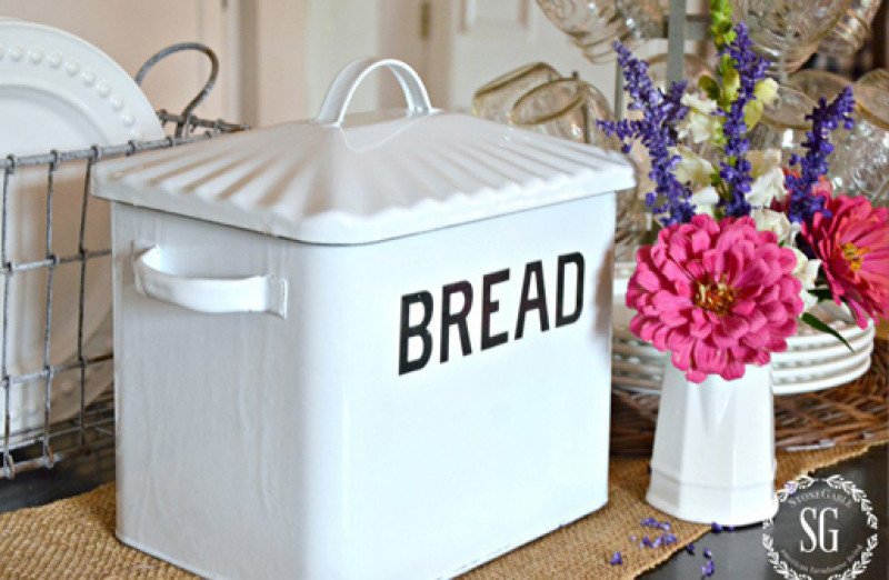 Vintage enamel bread box