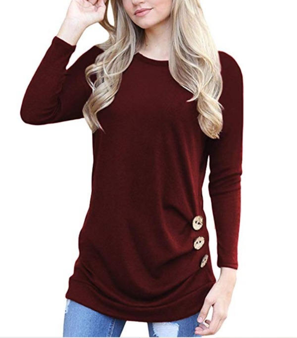Long sleeve top with button detail