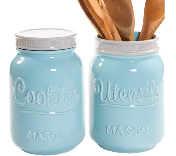 Utensil crock and cookie jar set