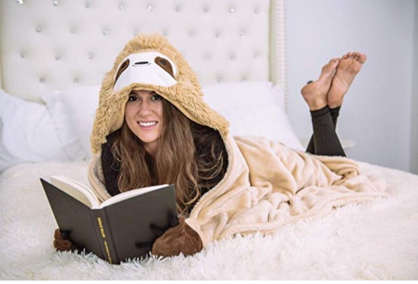 Wearable hooded sloth blanket