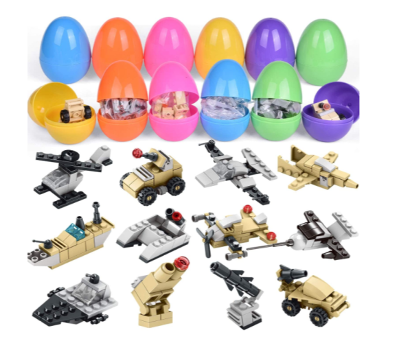 Building block filled Easter eggs