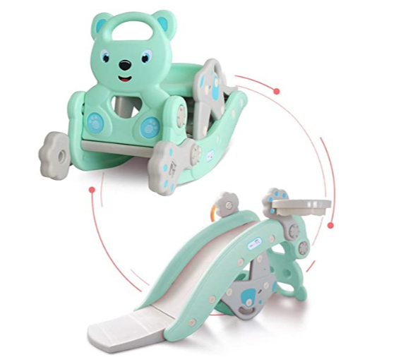 Convertible slide and rocker toy
