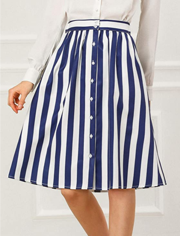 Stripe button down skirt