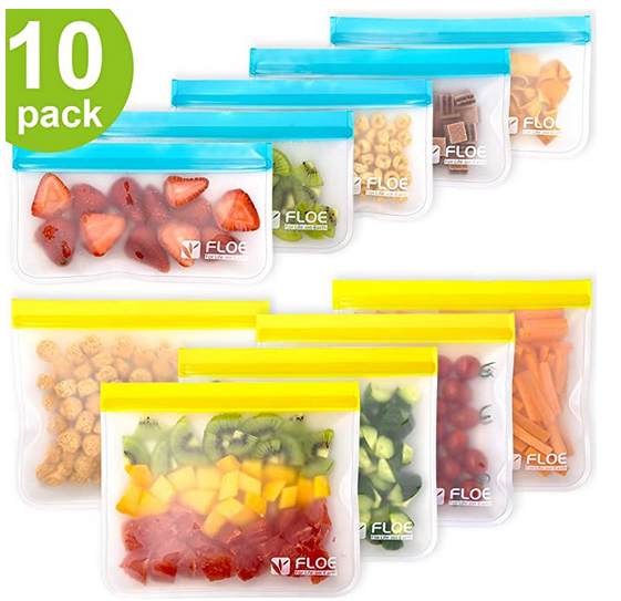 Reusable Food Storage Bags - 12 BPA Free Reusable Freezer Bags (2 Gallon & 5  Sandwich & 5 Snack Size Bags) Leak Proof Freezer Bags for Meat Fruit &  Vegetables 