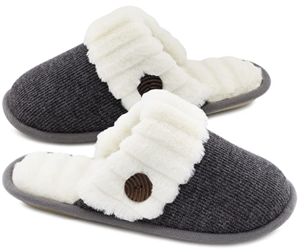 Fuzzy memory foam slippers