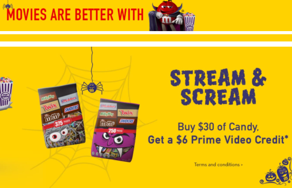 Spend $30 on candy get Prime video credit