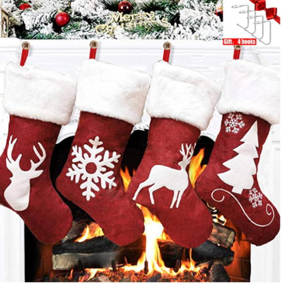 4 pack coordinating Christmas stockings
