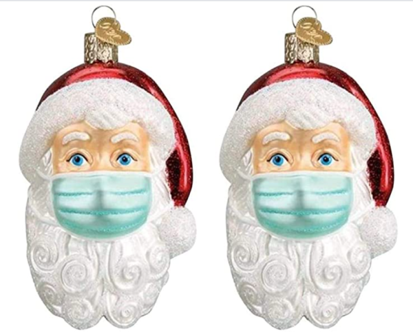 Santa wearing mask ornaments
