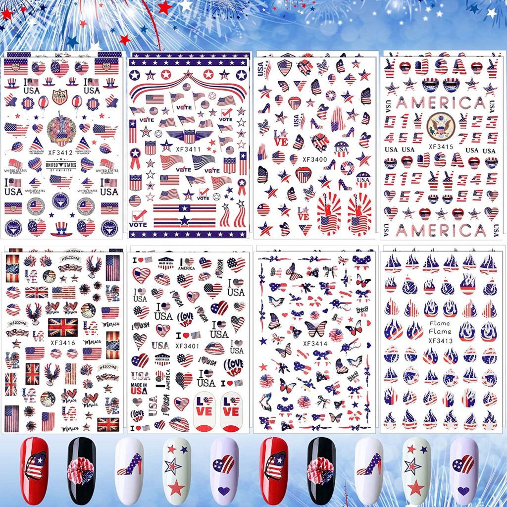 4th of July nail decals