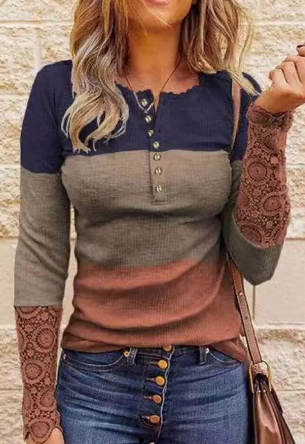 Lace and colorblock top