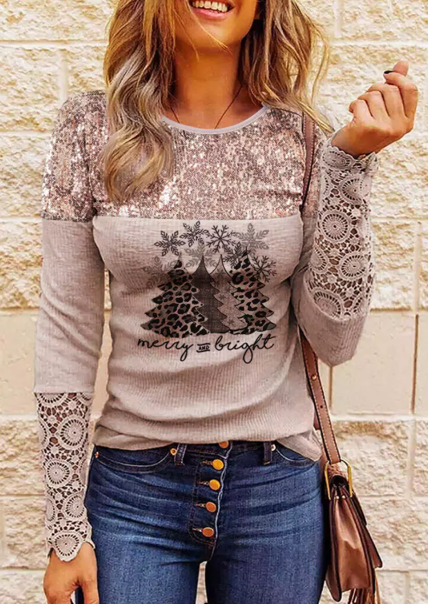 Lace and sequin Christmas top