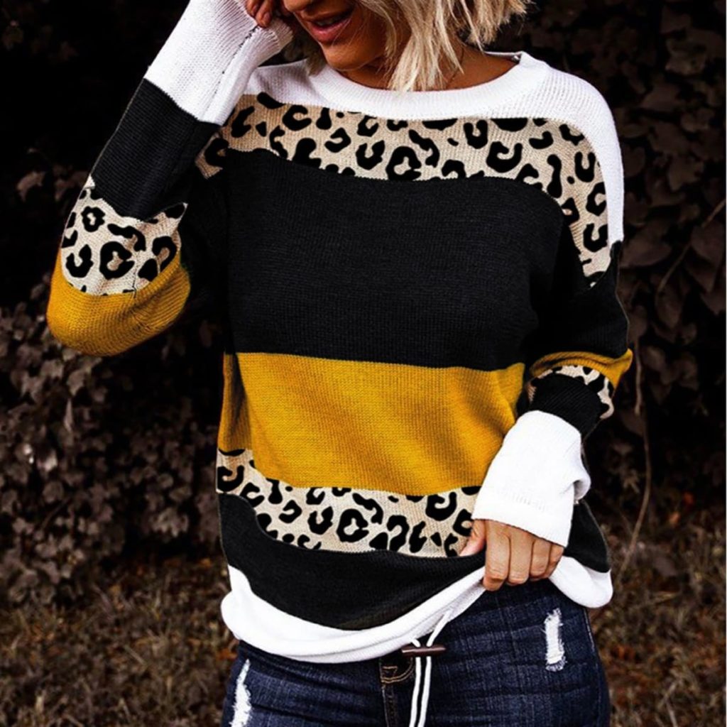 Leopard colorblock sweater