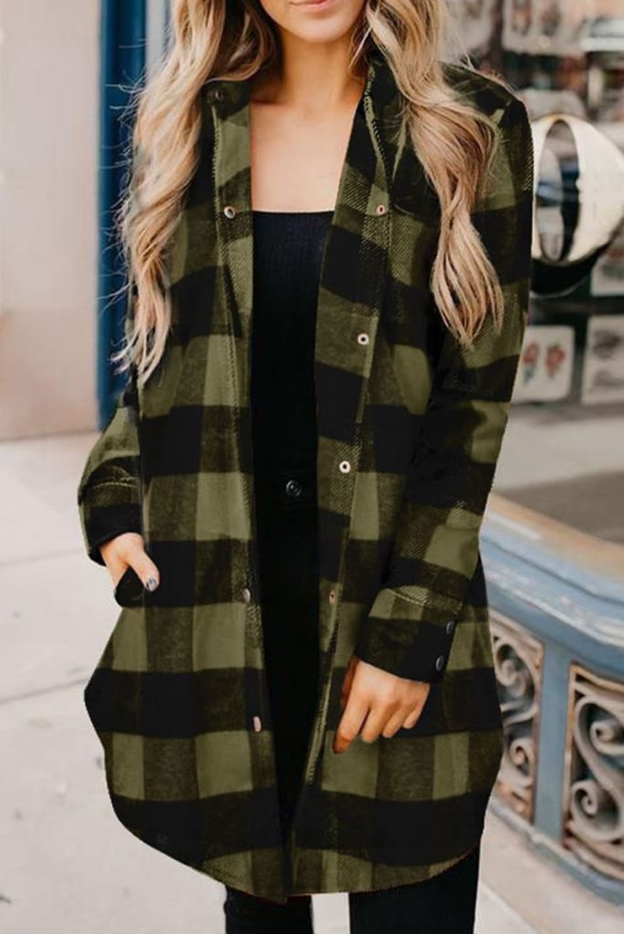 Long plaid shacket in 5 colors