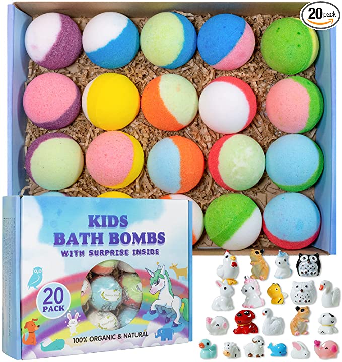 Bath bombs with toys inside