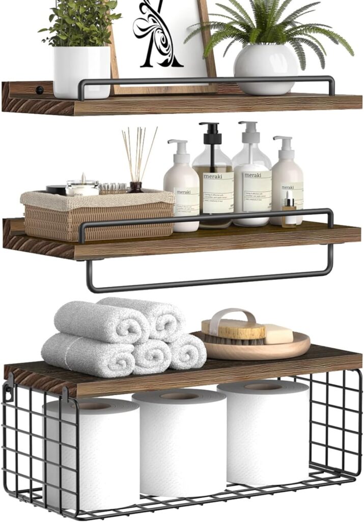 Moforoco Shower Caddy Shelf Organizer Rack, Self Adhesive Black Bathroom  Shelves Basket, Home Farmhouse Wall Shower Inside Organization and Storage