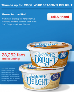 Cool Whip coupon IF enough fans “like” them – A Thrifty Mom