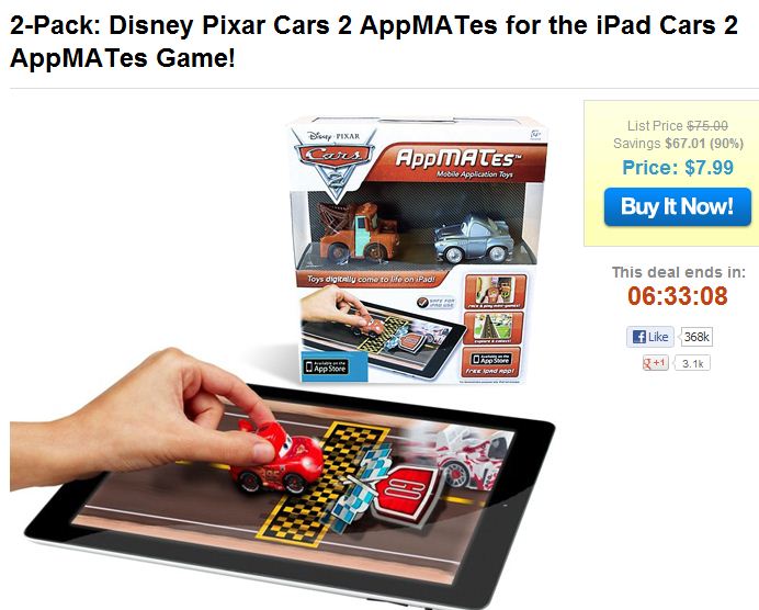 2Pack Disney Pixar Cars 2 AppMATes for the iPad 7.99 (was 75) 7/4 only A Thrifty Mom