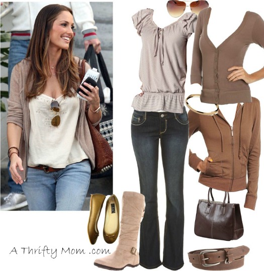 Fashion Style Boards - Copy Cat - Tan Beige Top jean bottom - A Thrifty Mom