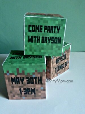 Cube Minecraft Party Invitations #MineCraft #Party - A Thrifty Mom