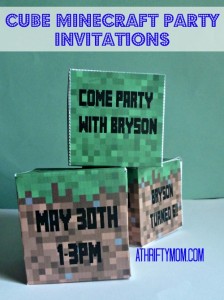 Cube Minecraft Party Invitations #MineCraft #Party - A Thrifty Mom