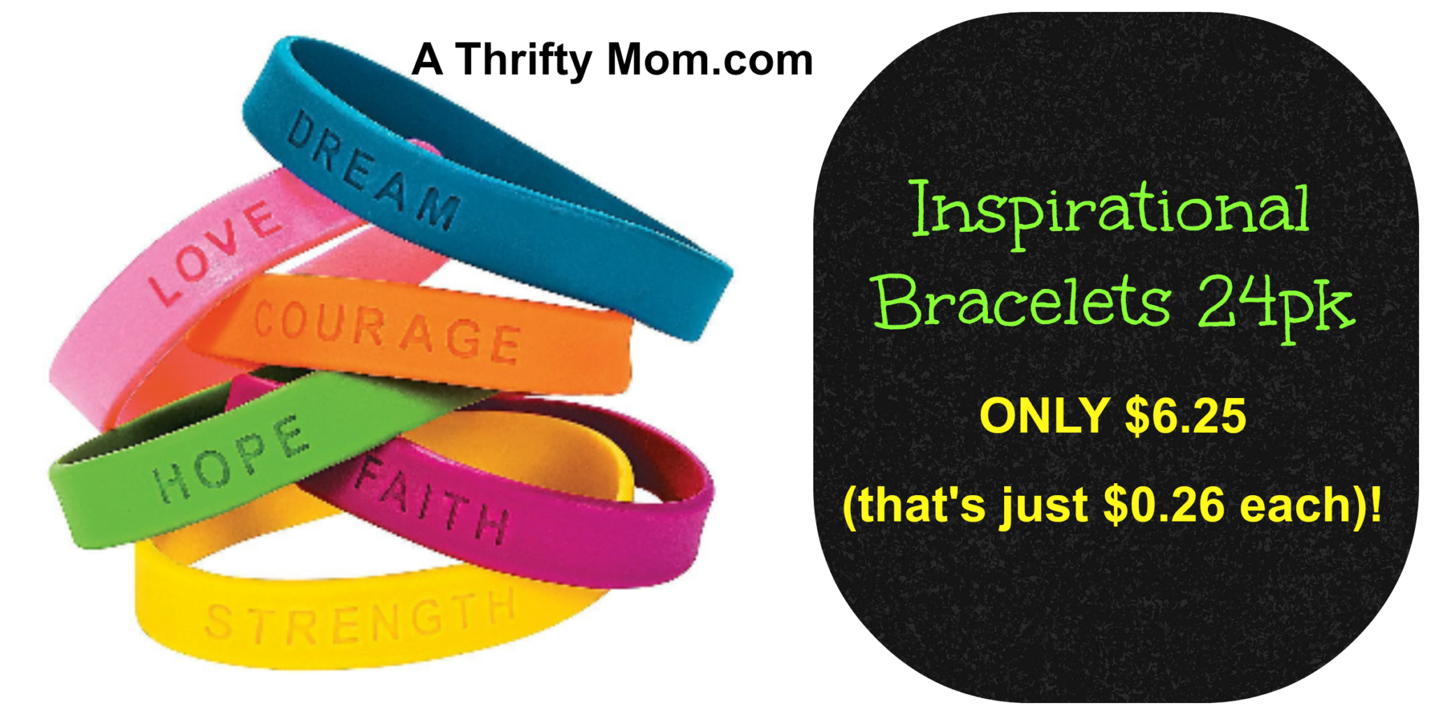 Inspirational Sayings Rubber Bracelets 24 pk Just 6.25 (0.26 each