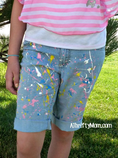 DIY Paint Splattered Denim Shorts, Great Kids Craft! - A Thrifty Mom ...