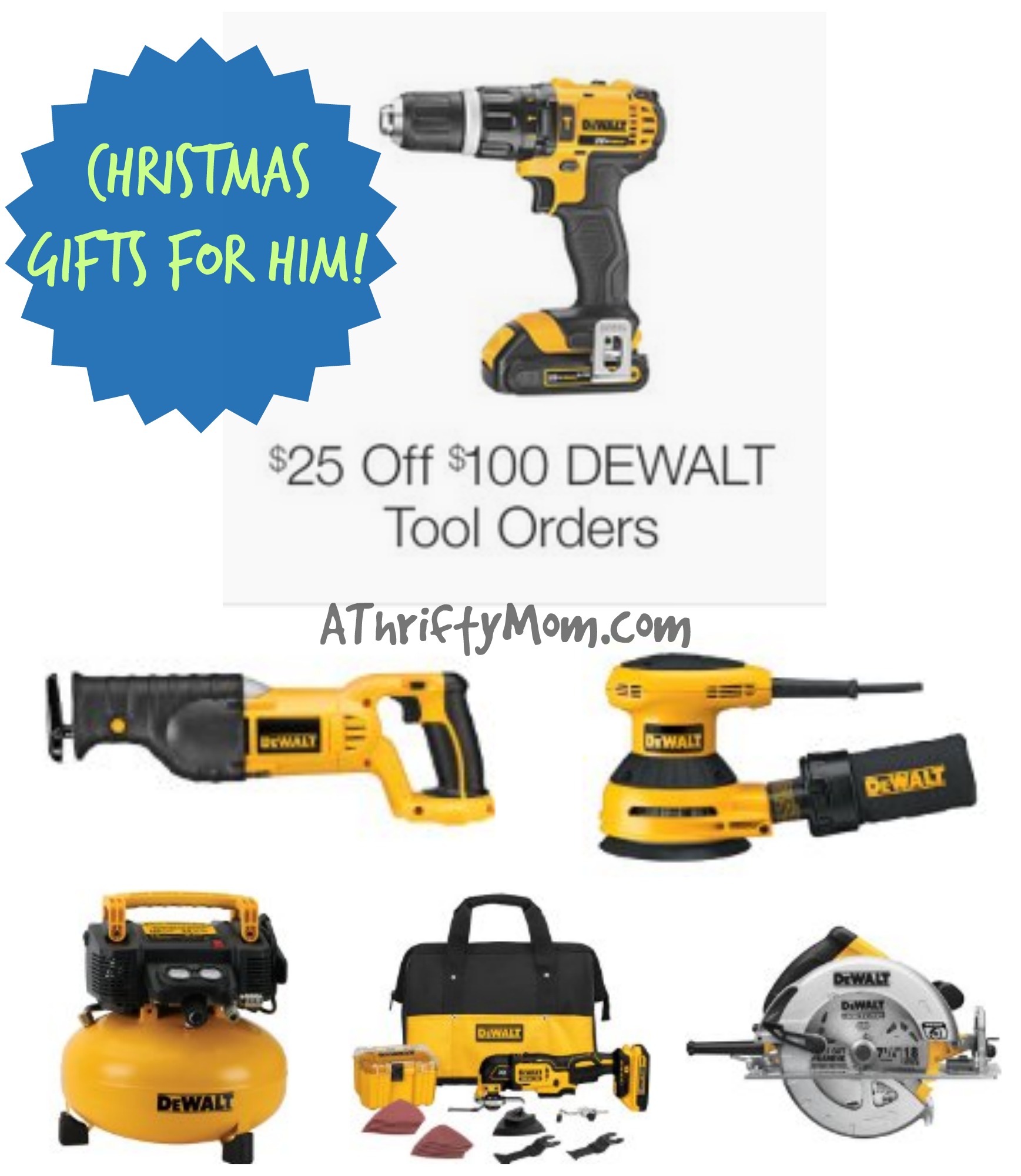 Christmas Gift For Him 25 Off 100 DEWALT Tool Purchase AmazonDeal