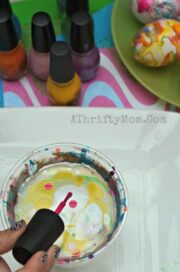 Nail Polish Swirl Easter Eggs ~ How to dye Easter Eggs with Nail Polish and Water – A Thrifty Mom