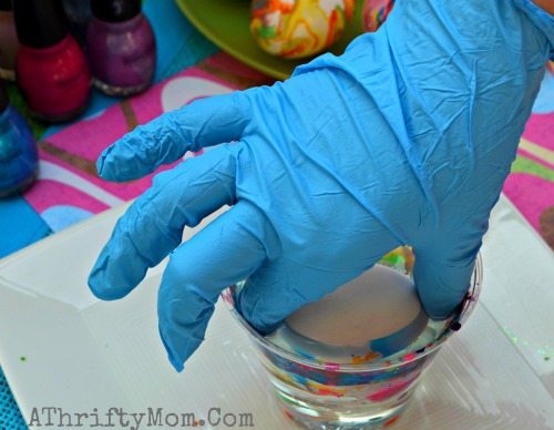 Nail Polish Swirl Easter Eggs ~ How to dye Easter Eggs with Nail Polish and Water – A Thrifty Mom