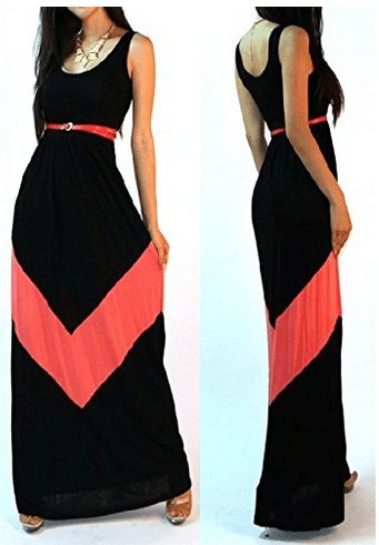 Womens Chevron Print Sleeveless Maxi Dress with Belt low as $15.48 - A ...