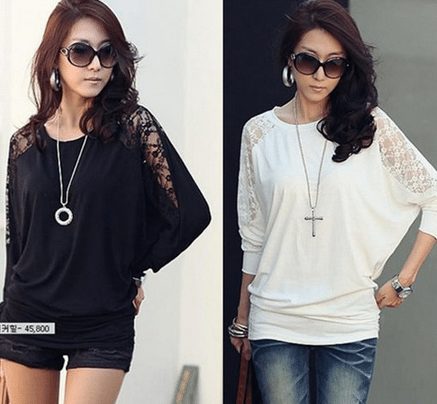 Black or White Lace Sleeve Batwing tops - A Thrifty Mom - Recipes ...