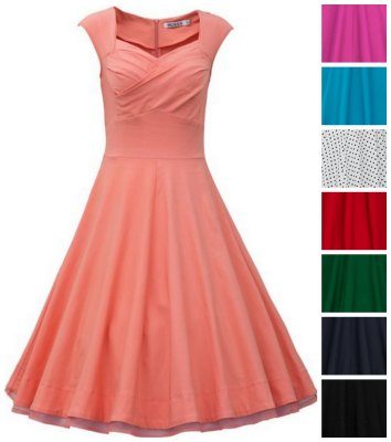 Women 1950s Vintage Retro Capshoulder Party Swing Dress - A Thrifty Mom