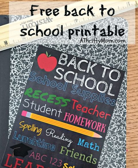 Back To School Free Printable - A Thrifty Mom