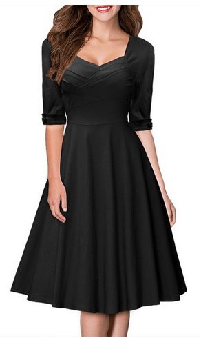 Women's Retro Hepburn Style Half Sleeve Swing Dress - A Thrifty Mom