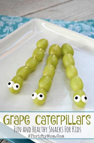 Fun and Healthy Snacks For Kids - Grape Caterpillars - A Thrifty Mom ...