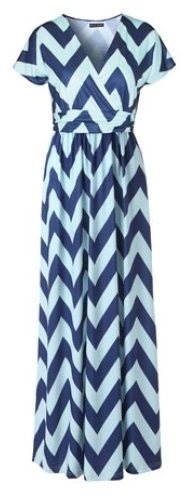 Chevron & Stripes Pattern Velvet Maxi Dress