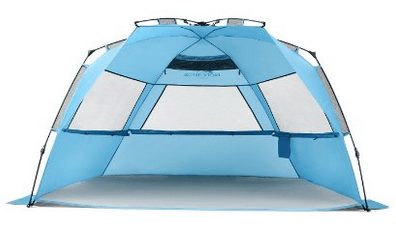 Pacific Breeze Strandzelt Deluxe XL – Pop-Up-Zelt Mit UPF 50+, Für 4 Personen, Inkl. Boden & Tragetasche
