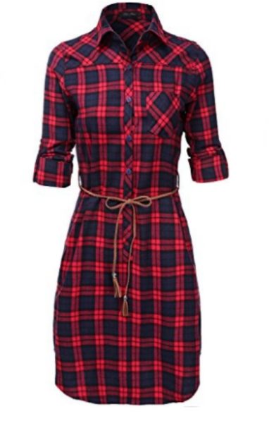 Women's Plaid Dress with Belt - A Thrifty Mom - Recipes, Crafts, DIY ...