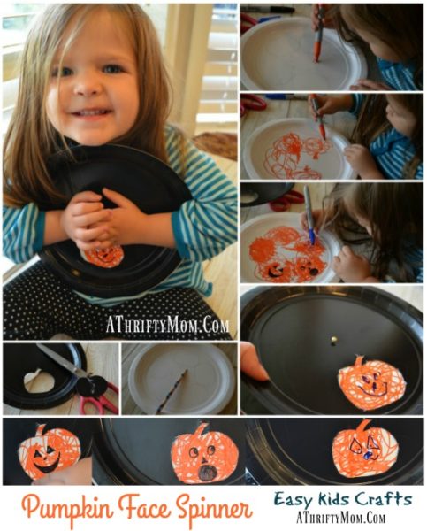 Pumpkin Face Spinner ~ Easy Halloween Crafts for Kids