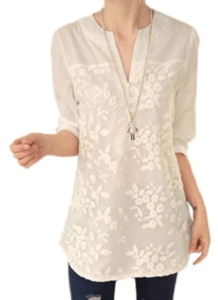 Long Sleeve Tunic With Belt Printed Flowers