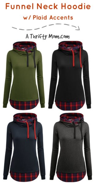 Funnel Neck Plaid Accent Hoodie - A Thrifty Mom - Recipes, Crafts, DIY ...