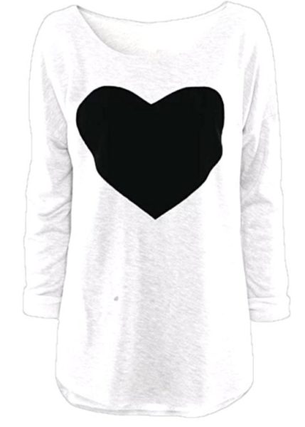 Heart Printed Long Sleeve T Shirt - A Thrifty Mom