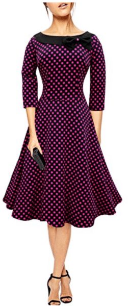 Dot Collared Dress Black