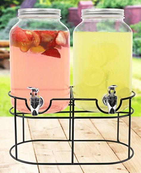 Glass Mason Jar Double Beverage Drink Dispenser - A Thrifty Mom