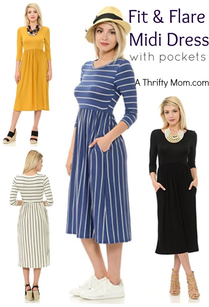 Fit and Flare Midi Dress with Pockets – A Thrifty Mom