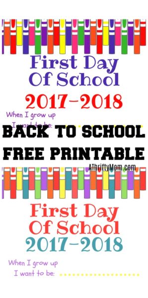 First day of school free printable - A Thrifty Mom