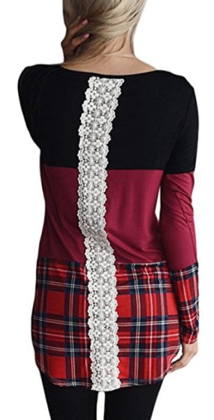 ShiShine Womens Sweaters 3/4 Sleeve Shirts Lightweight Loose Casual Blouses Color Block Tunic