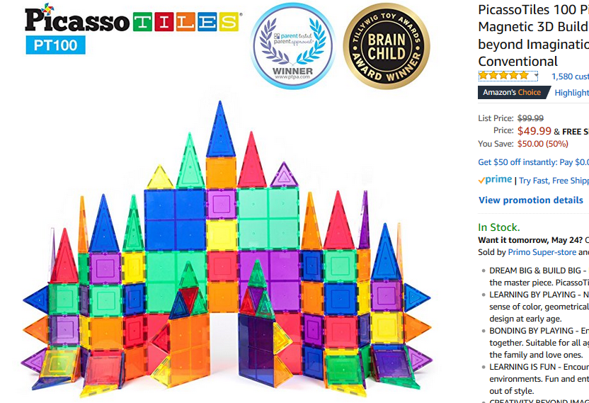 STEM Magnetic Building Tiles – 105 pcs Creative Construction Set