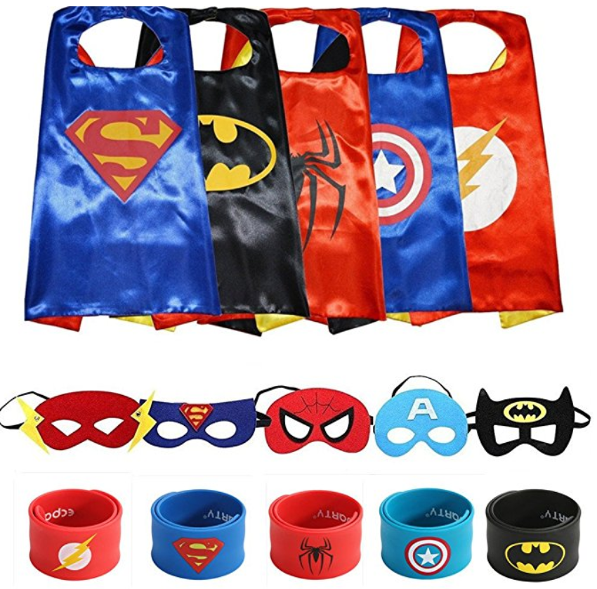 Bosvin 4 Sets Kids Superhero Capes And Masks - Super Hero Cape For Halloween, Boys Girls Christmas, Birthday Parties (4 Sets