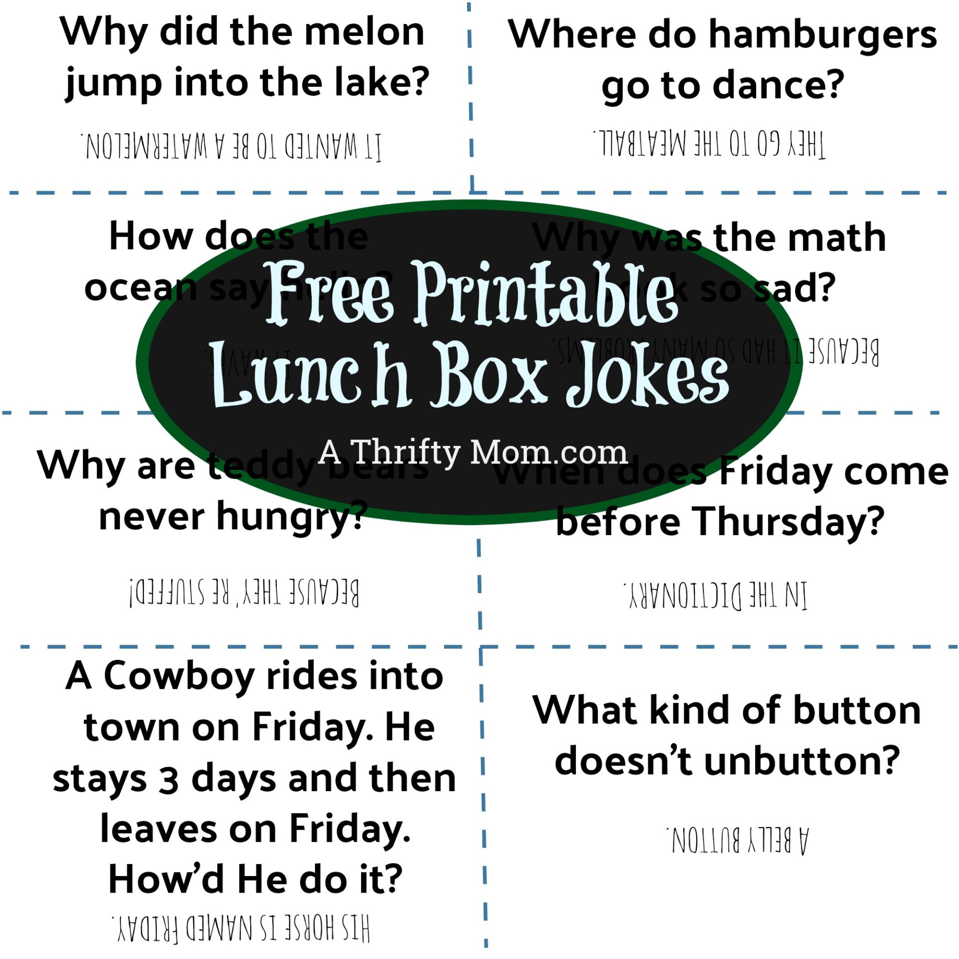 Free Printable Lunch Box Jokes - A Thrifty Mom